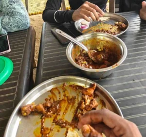 chicken curry at kuntala waterfalls