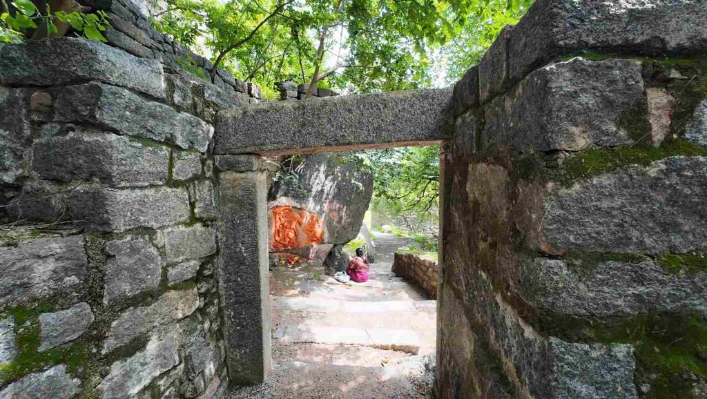 Hanuman Carving on the Trek Route - Elgandal fort karimnagar