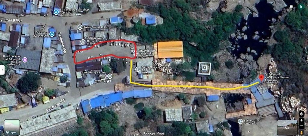 edupayala vana durga temple - parking area